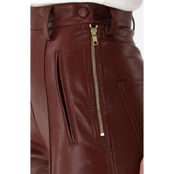 💕NANUSHKA💕 Regenerated Leather Pants - Mahogany Brown Medium M NWT - Picture 3 of 16